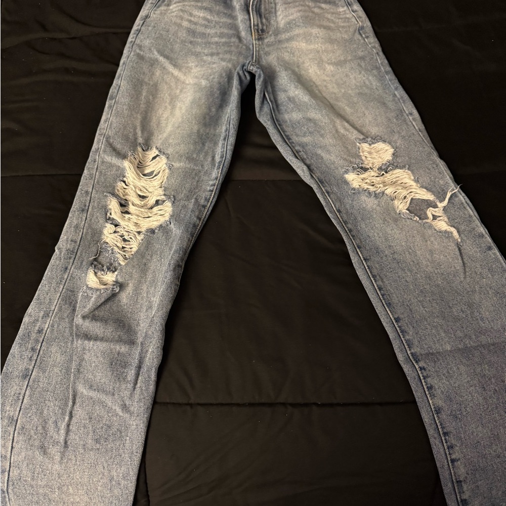 RSQ Light Blue Distressed Straight Leg Jeans